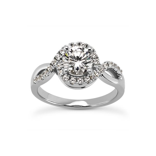 White GoldTwisted Shank Halo Engagement Ring The Ring Austin Round Rock, TX