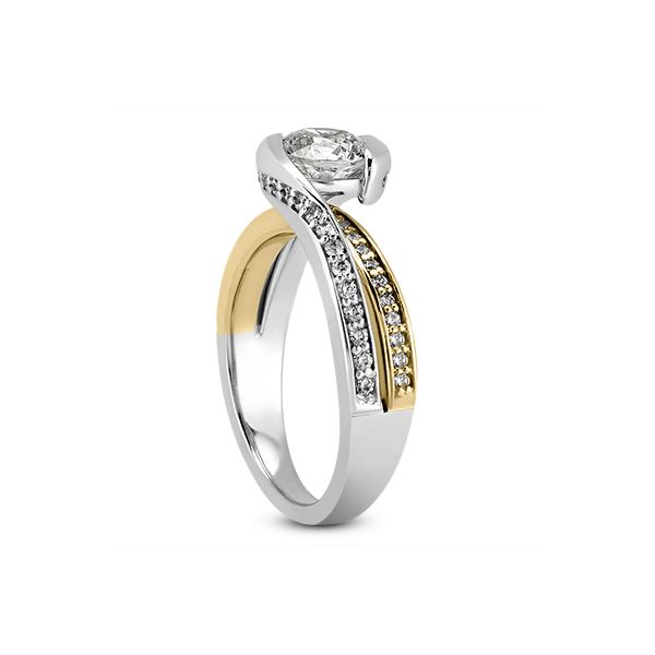 Double Row White and Yellow Gold Engagement Ring Image 2 The Ring Austin Round Rock, TX