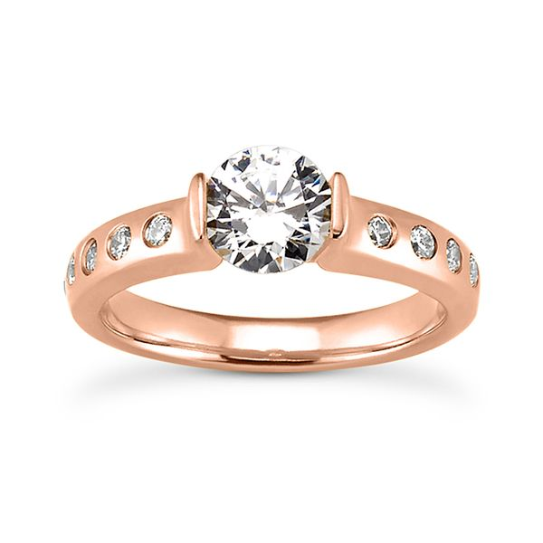 Half Bezel Rose Gold Engagement Ring The Ring Austin Round Rock, TX