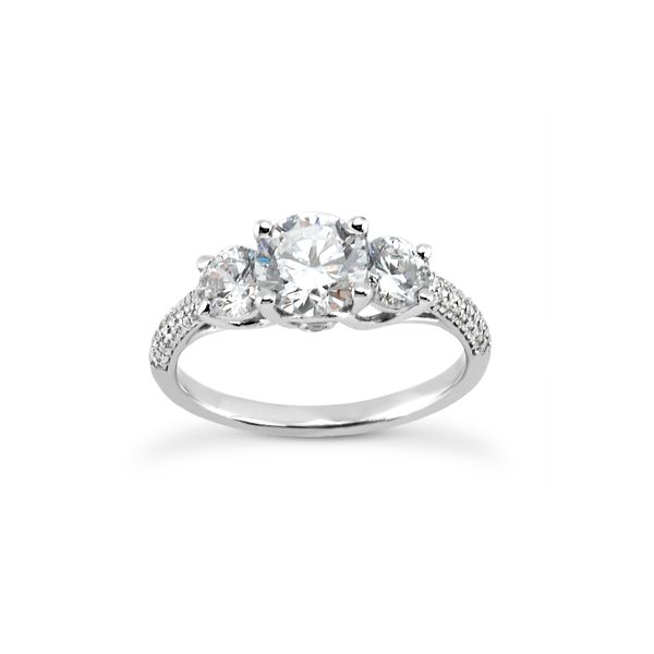 Three stone trellis set diamond engagement ring The Ring Austin Round Rock, TX