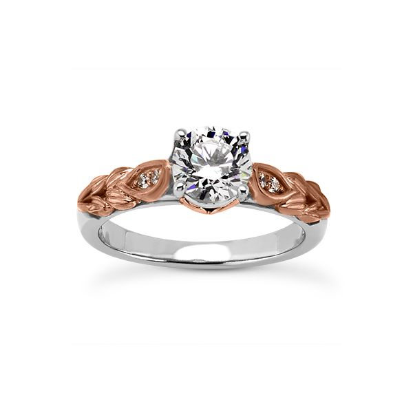 White and Rose Gold Fancy Engagement Ring The Ring Austin Round Rock, TX