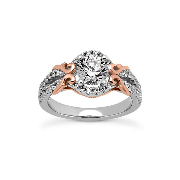 White and Rose Gold Fancy Engagement Ring The Ring Austin Round Rock, TX