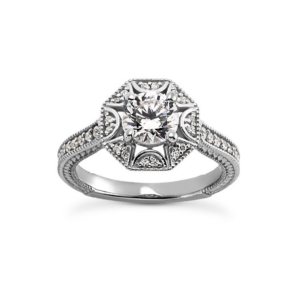 Fancy antique halo diamond engagement ring The Ring Austin Round Rock, TX