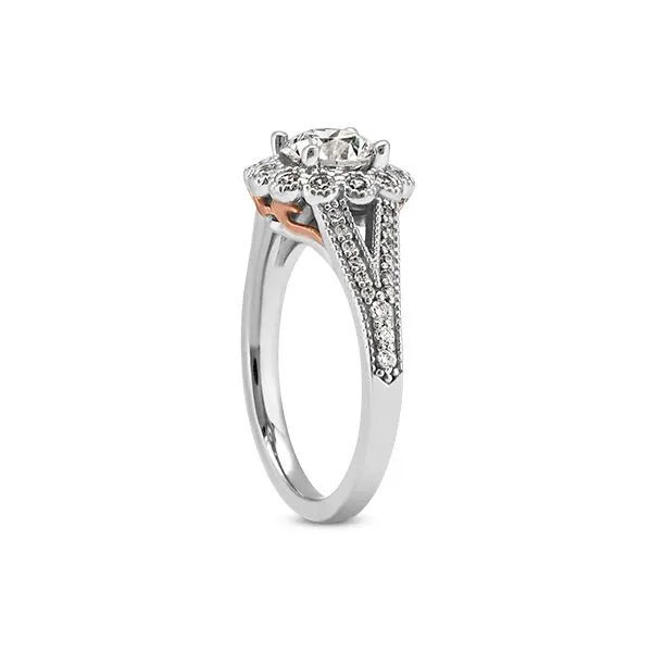 Flower like halo with split shank engagement ring Image 2 The Ring Austin Round Rock, TX
