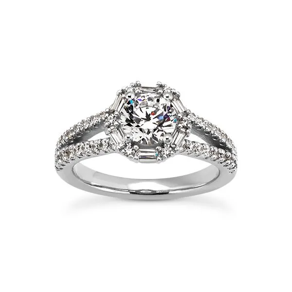 Fancy halo split shank engagement ring The Ring Austin Round Rock, TX