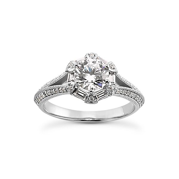 Fancy diamond baguette halo engagement ring The Ring Austin Round Rock, TX