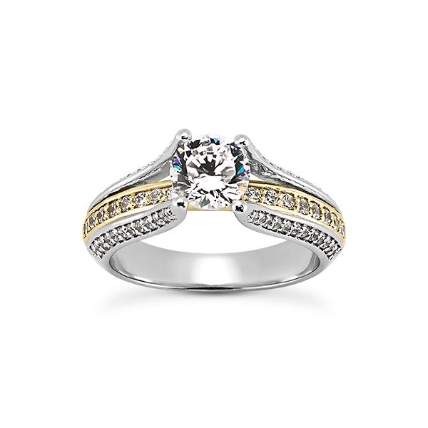 Three row two tone diamond engagement ring The Ring Austin Round Rock, TX