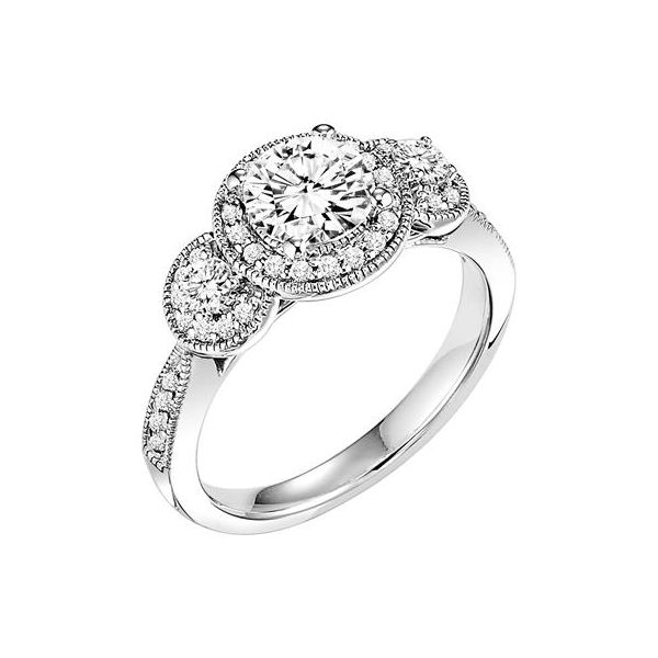 Three diamond halo pave set engagement ring The Ring Austin Round Rock, TX