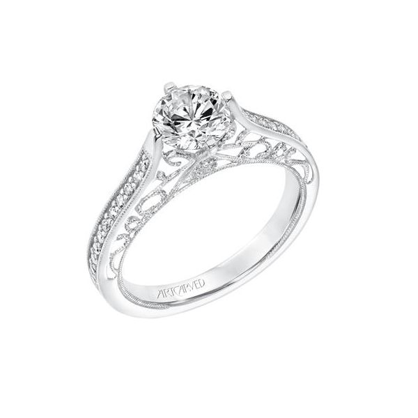 Antique scroll diamond engagement ring The Ring Austin Round Rock, TX