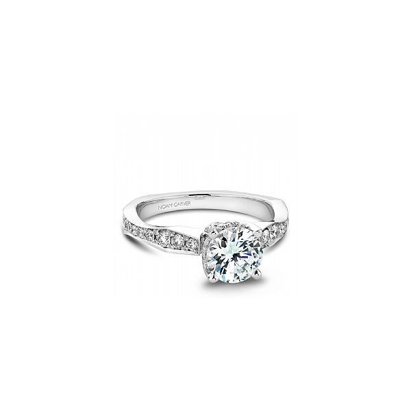 3/4CTW 14K  WG Curved Mined Diamond Shank with Hidden Halo Engagement Ring Image 2 The Ring Austin Round Rock, TX