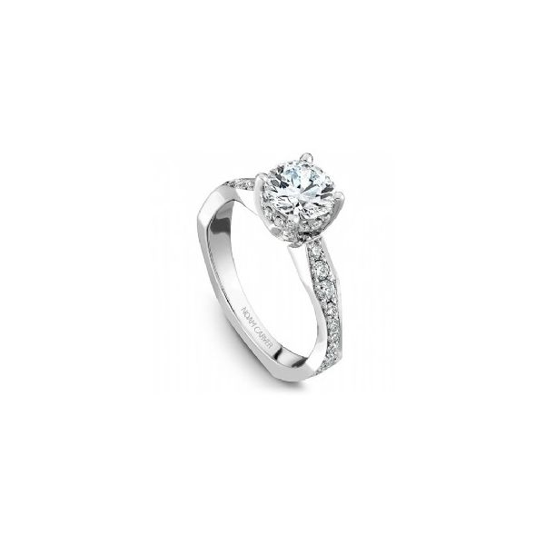 3/4CTW 14K  WG Curved Mined Diamond Shank with Hidden Halo Engagement Ring The Ring Austin Round Rock, TX