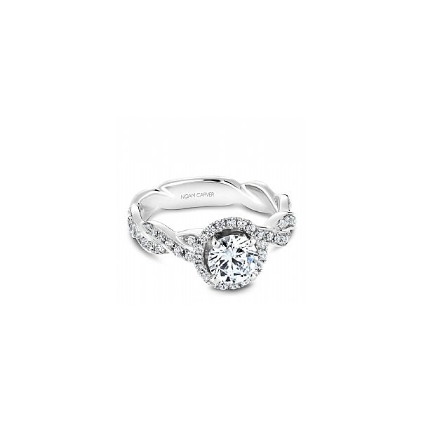 1/2CTW 14K WG Twisted Shank Halo Engagement Ring Image 2 The Ring Austin Round Rock, TX
