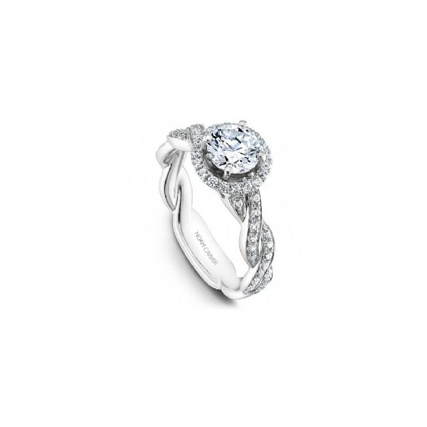 1/2CTW 14K WG Twisted Shank Halo Engagement Ring The Ring Austin Round Rock, TX