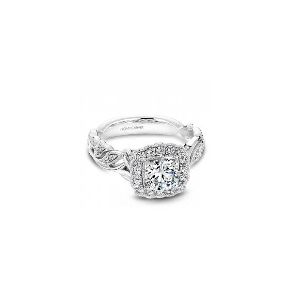 1/4CTW 14K WG  Floral Accent Mined Diamond Halo Engagement Ring Image 2 The Ring Austin Round Rock, TX