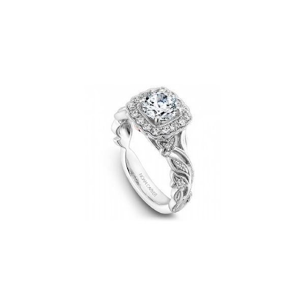 1/4CTW 14K WG  Floral Accent Mined Diamond Halo Engagement Ring The Ring Austin Round Rock, TX