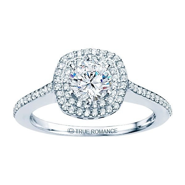 14K WG 1/2 ctw Squared Halo Engagement Ring The Ring Austin Round Rock, TX