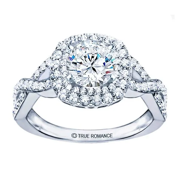 14K WG 7/8 ctw Double Halo Infinity Shank Engagement Ring The Ring Austin Round Rock, TX