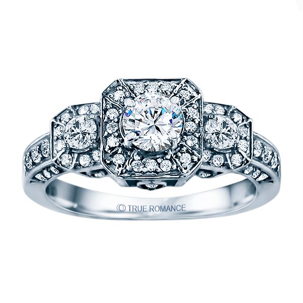 14K WG 7/8 ctw Vintage Three Stone Style Engagement Ring The Ring Austin Round Rock, TX