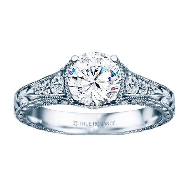 14K WG 1/4 ctw Vintage Milgrain Engraved Engagement Ring The Ring Austin Round Rock, TX