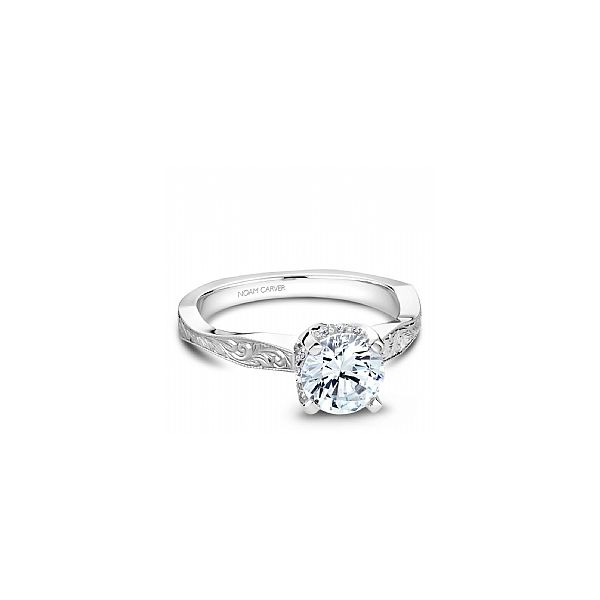 1/20CTW 14K WG Engraved Band with Mined Diamond Hidden Halo Engagement Ring Image 2 The Ring Austin Round Rock, TX