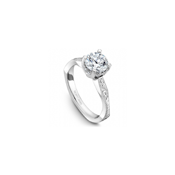 1/20CTW 14K WG Engraved Band with Mined Diamond Hidden Halo Engagement Ring The Ring Austin Round Rock, TX