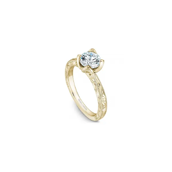 14K YG Mil Grain Accented Engraved band tulip Head Solitaire Engagement Ring Image 2 The Ring Austin Round Rock, TX