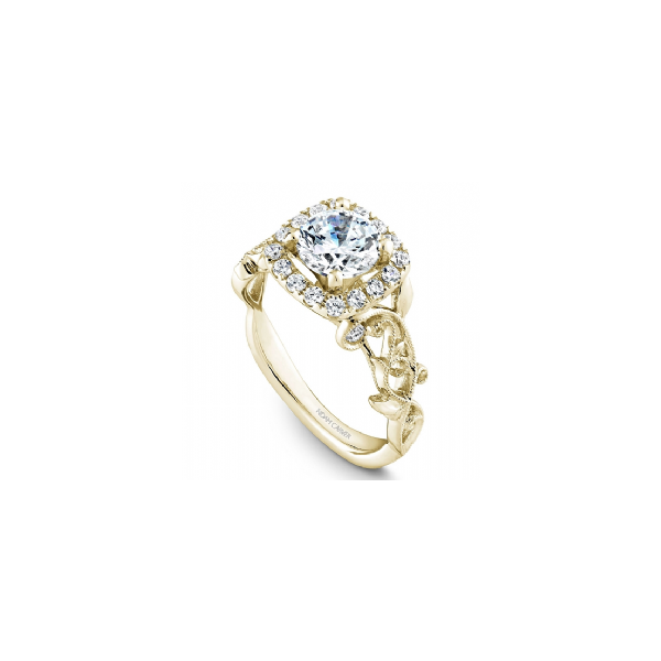 1/4CTW 14K YG Floral Mined Diamond Halo Engagement Ring The Ring Austin Round Rock, TX