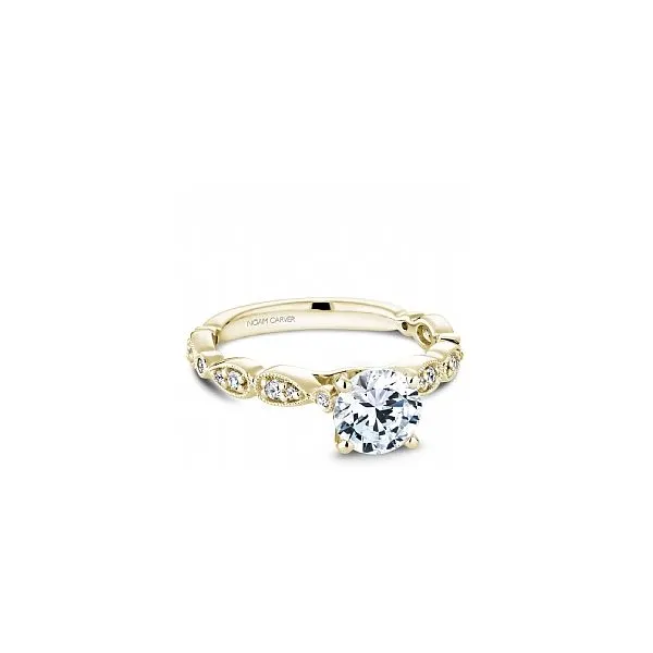1/8CTW 14K YG Mined Diamond Mil grain Detail Engagement Ring The Ring Austin Round Rock, TX
