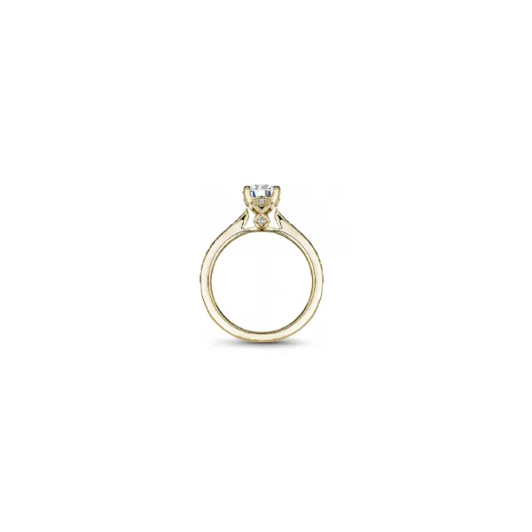 14k YG 4 prong scroll engraved edge with accented halo and cathedral engagement ring Image 2 The Ring Austin Round Rock, TX