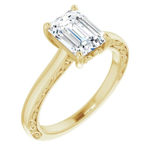 14k YG Emerald Cut Diamond Engagement Ring The Ring Austin Round Rock, TX