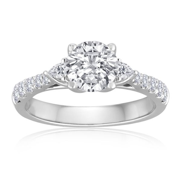 Round and Pear Shape Pave Engagement Semi Mount 3/8ctw The Ring Austin Round Rock, TX