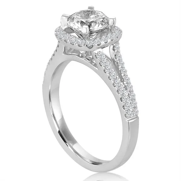 Round Split Shank Cushion Halo Engagement Semi Mount 3/8ctw Image 2 The Ring Austin Round Rock, TX