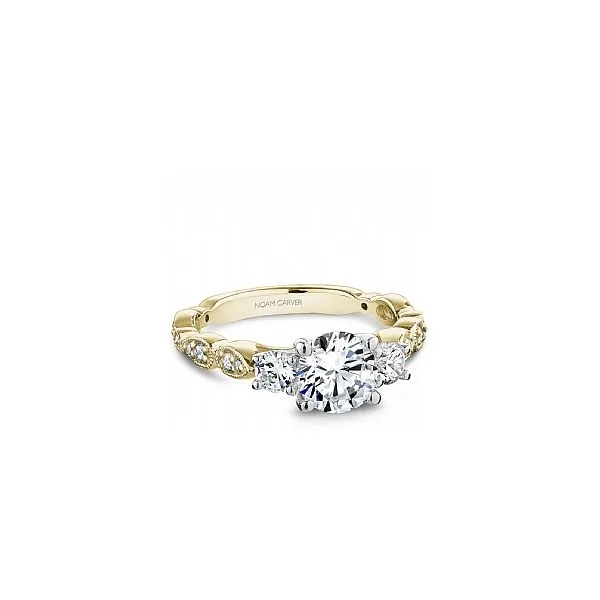 3/8CTW 14K YG/WG Mined Diamond 3 Stone Mil grain Engagement Ring Image 2 The Ring Austin Round Rock, TX