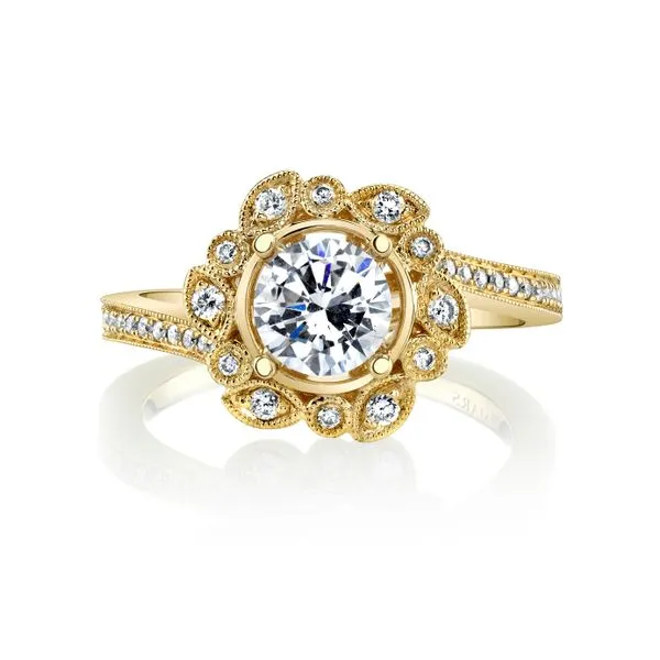 1/5CTW 14K Yellow Gold Mined Diamond Flower Halo With Mil Grain Engagement Ring Image 2 The Ring Austin Round Rock, TX