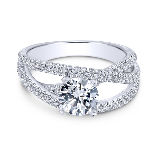 Free form engagement ring including three carefully designed diamond rows Image 2 The Ring Austin Round Rock, TX