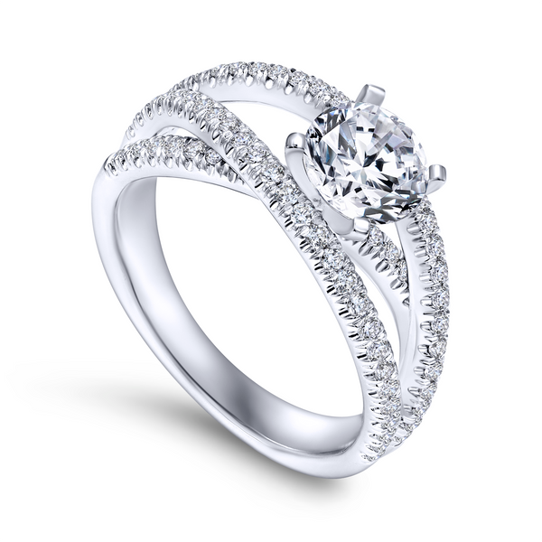 Free form engagement ring including three carefully designed diamond rows The Ring Austin Round Rock, TX
