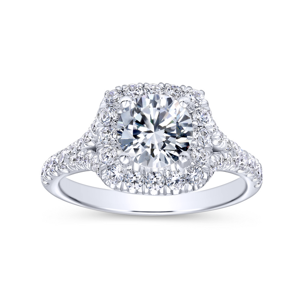 Pave diamonds adorn the band and halo of this classically elegant diamond engagement ring crafted from luxurious white gold Image 5 The Ring Austin Round Rock, TX