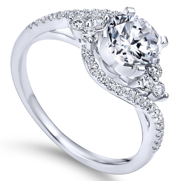 4k white gold bypass engagement ring features two rows of delicate diamonds that gently wrap around your center stone The Ring Austin Round Rock, TX