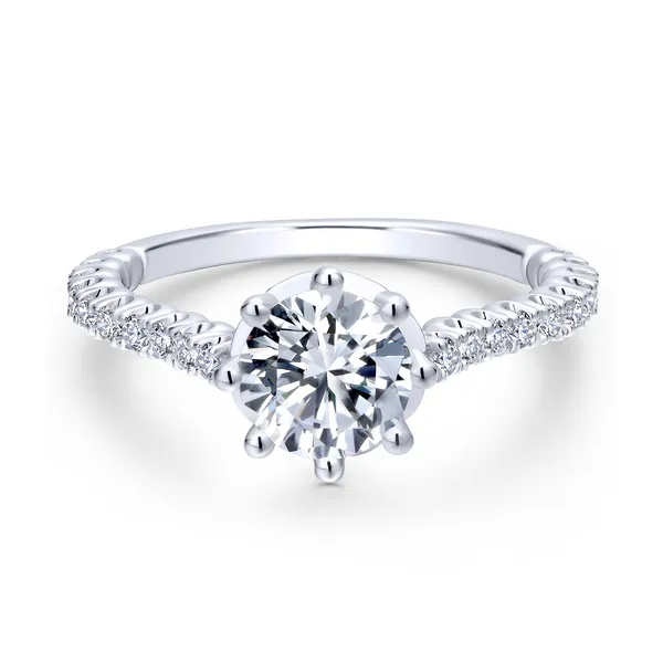 Accent diamonds are set into a slim, scalloped white gold band Image 2 The Ring Austin Round Rock, TX