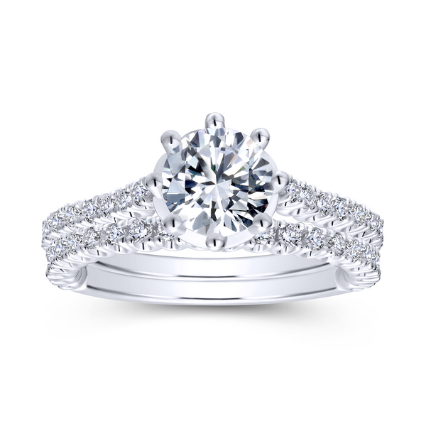 Accent diamonds are set into a slim, scalloped white gold band Image 4 The Ring Austin Round Rock, TX