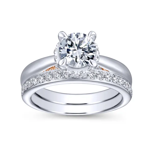 Tapered polished white gold band conceals a sparkling ribbon of rose gold and diamonds Image 4 The Ring Austin Round Rock, TX