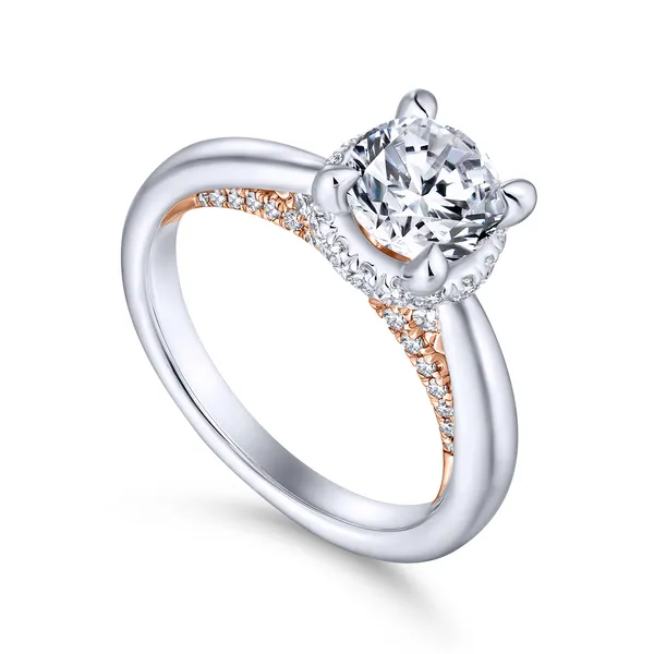 Tapered polished white gold band conceals a sparkling ribbon of rose gold and diamonds The Ring Austin Round Rock, TX