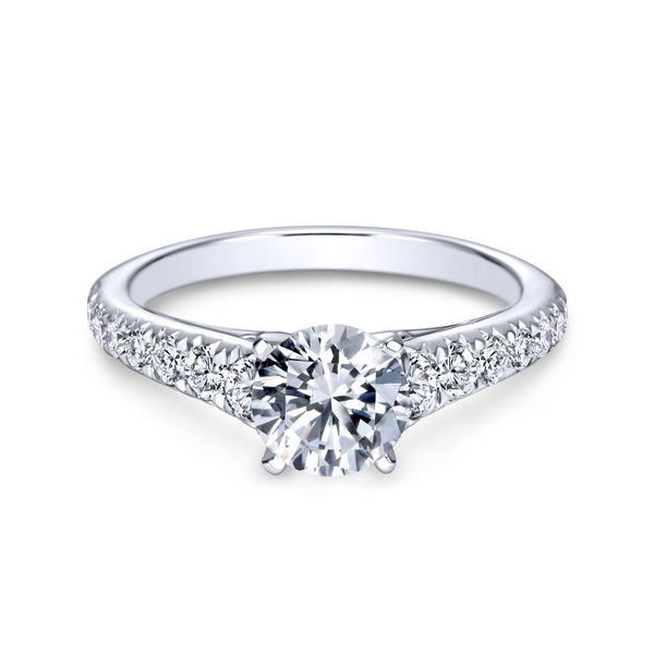 14K white gold contemporary engagement ring has a classic look with its straight styled band and graduated diamonds Image 2 The Ring Austin Round Rock, TX