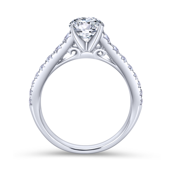 14K white gold contemporary engagement ring has a classic look with its straight styled band and graduated diamonds Image 3 The Ring Austin Round Rock, TX
