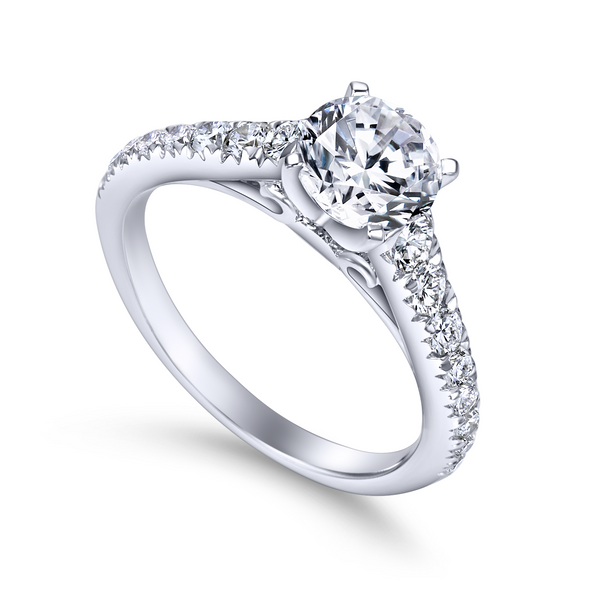 14K white gold contemporary engagement ring has a classic look with its straight styled band and graduated diamonds The Ring Austin Round Rock, TX