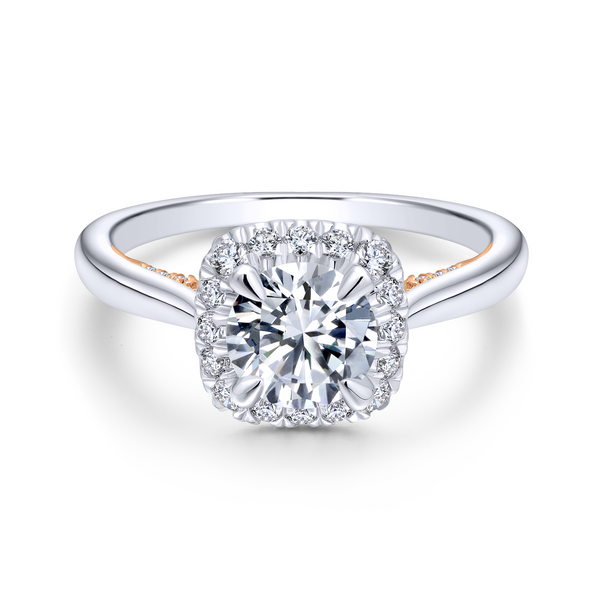 14k White/Rose Gold Round Halo Diamond Engagement Ring Image 2 The Ring Austin Round Rock, TX