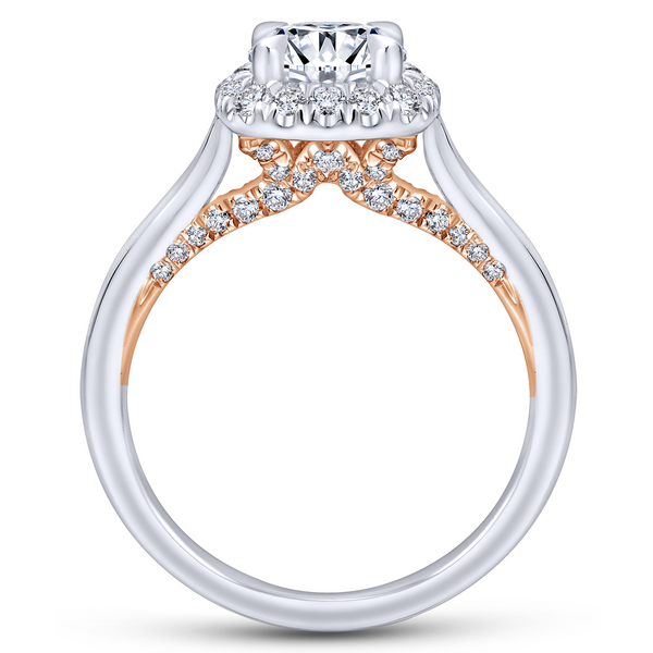 14k White/Rose Gold Round Halo Diamond Engagement Ring Image 3 The Ring Austin Round Rock, TX