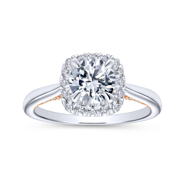 14k White/Rose Gold Round Halo Diamond Engagement Ring Image 5 The Ring Austin Round Rock, TX