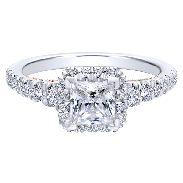 14k White/Rose Gold Princess Cut Halo Diamond Engagement Ring Image 2 The Ring Austin Round Rock, TX
