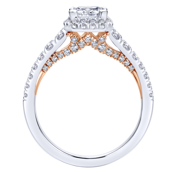 14k White/Rose Gold Princess Cut Halo Diamond Engagement Ring Image 3 The Ring Austin Round Rock, TX